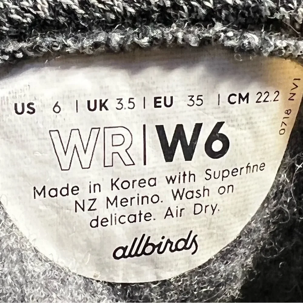 Womens ALLBIRDS Wool Runners Grey Running Shoes / Size 6